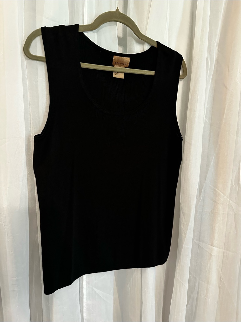 Choices Black Sleeveless Scoop Neck Ribbed Tank